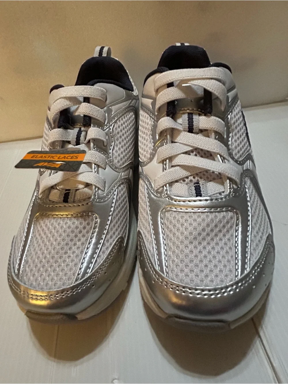 Avia Kids Silver and White Athletic Sneakers
